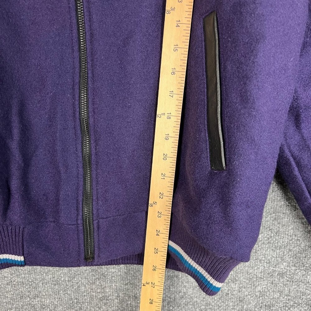 Vintage Aztec Feather Embroidered Midwest Garment Co. Leather Collar Wool Jacket - Picture 8 of 10